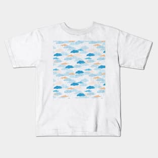 Blue Rainy Day Pattern Kids T-Shirt